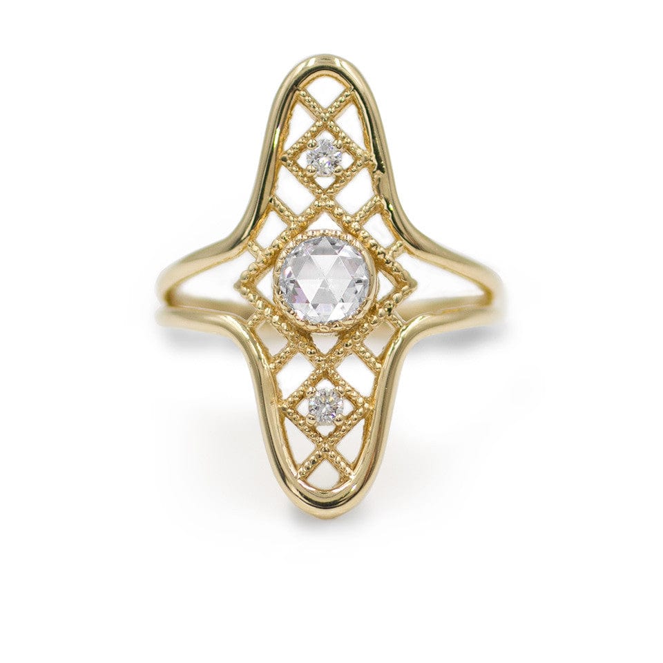 Louis Vuitton Star Blossom Ring, White Gold and Diamonds Grey. Size 51